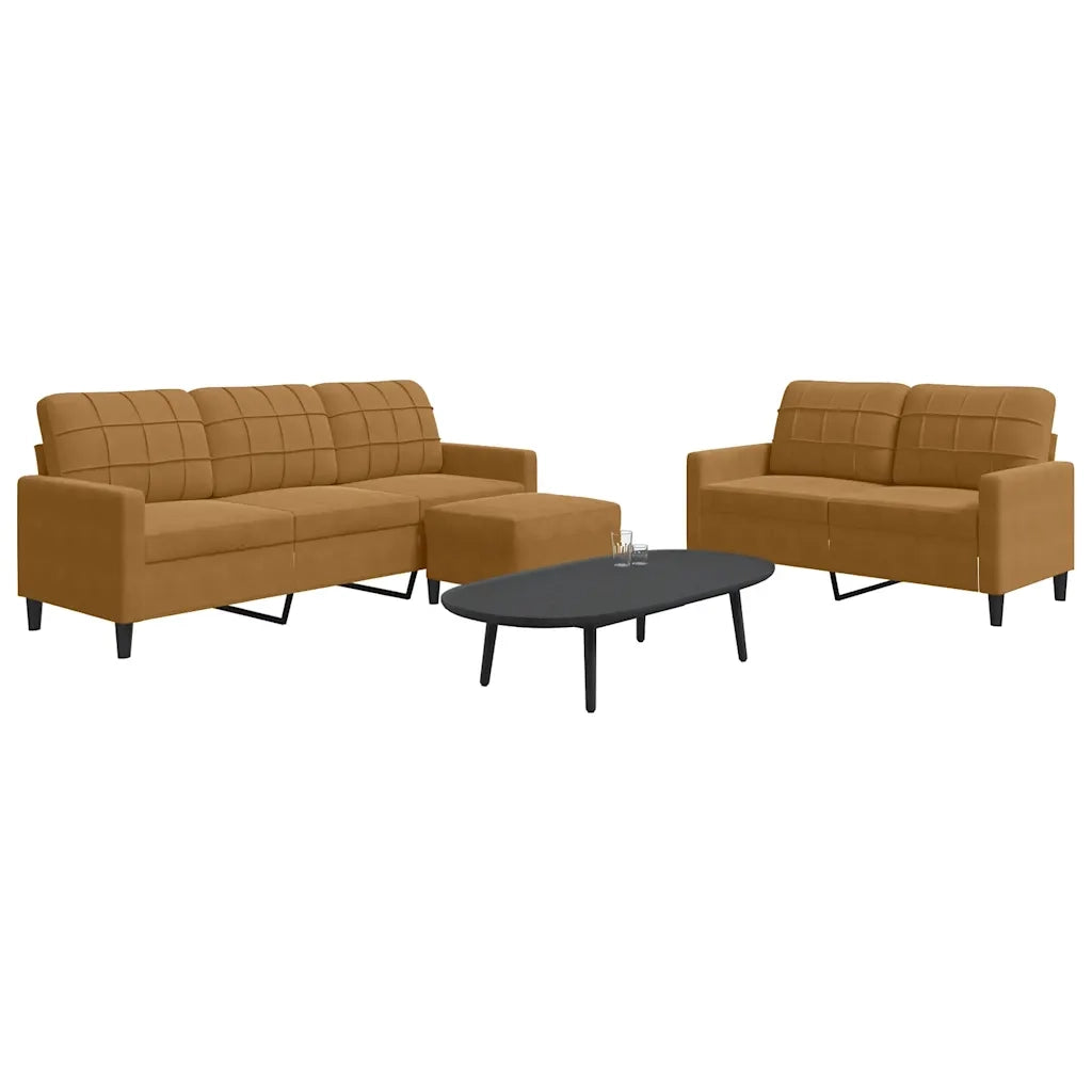 Set di Divani 3 pz con Cuscini Marrone in Velluto 3278408
