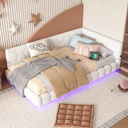 Letto giorno con illuminazione ambientale in velluto 90x200 cm