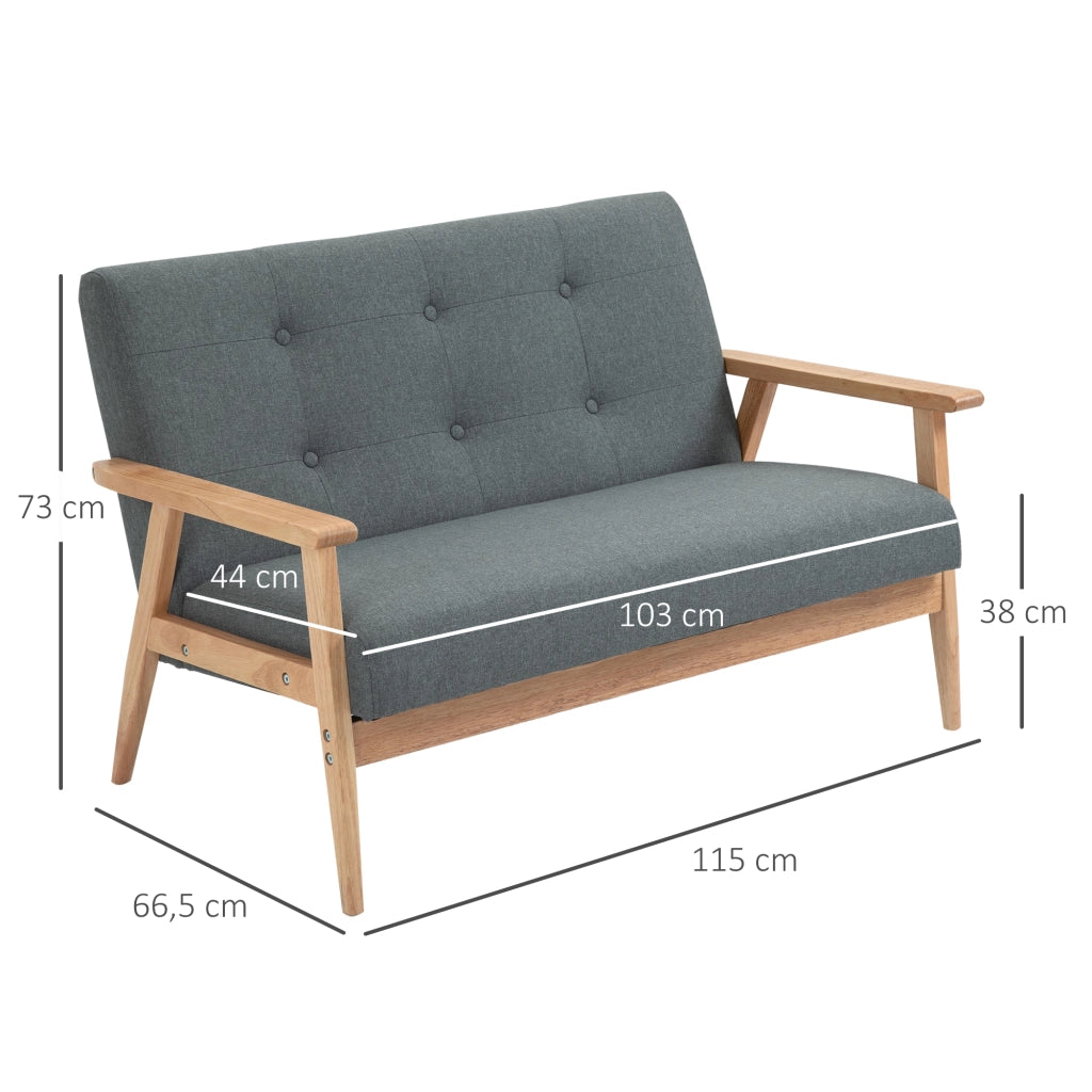 Divano 2 posti ¨C Minimal ¨C Tessuto, Legno, 115 cm, Grigio scuro