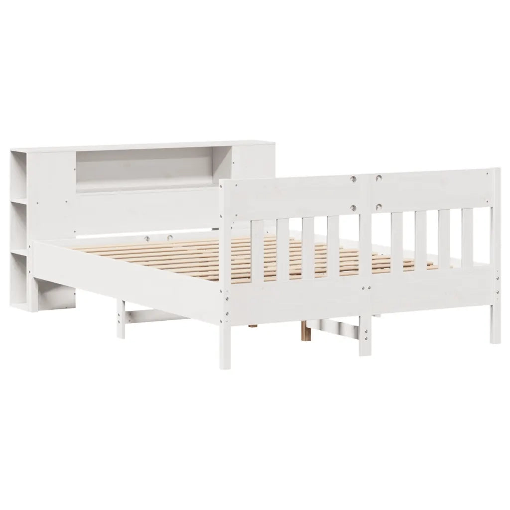 Letto matrimoniale | Letto per adulti | Letto Libreria senza Materasso Bianco 150x200 cm Legno di Pino