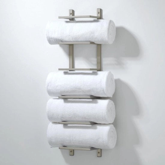 Accessorio per asciugamani in metallo - stilevole accessorio per la stanza da bagno anche ideale per il bagno degli ospiti - asciugamani in metallo - stilevole accessorio per la stanza da bagno anche perfetto per il bagno degli ospiti - mat zilver