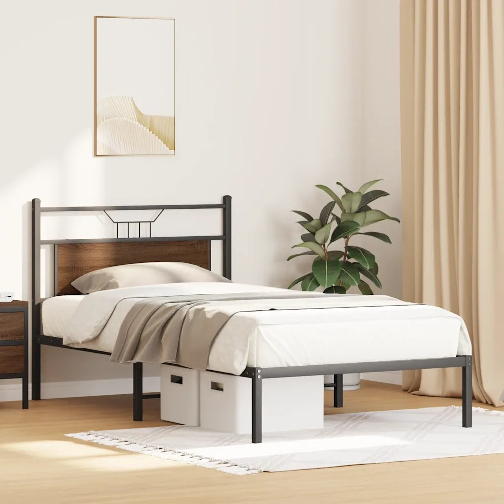 Giroletto senza Materasso-Struttura Letto Rovere Marrone 100x200 cm Truciolato 303899