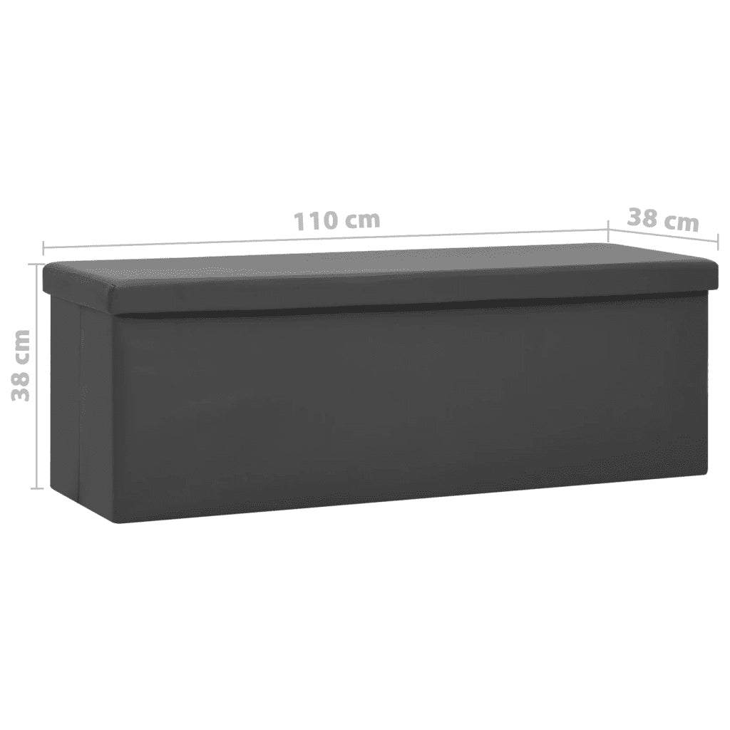 Panca Portaoggetti-Sgabello-Panca con Contenitore Pieghevole Grigia in PVC