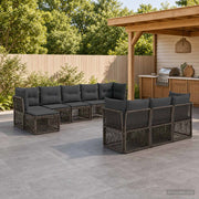 Set Divano da Giardino 10 pz Grigio polyrattan 3434369