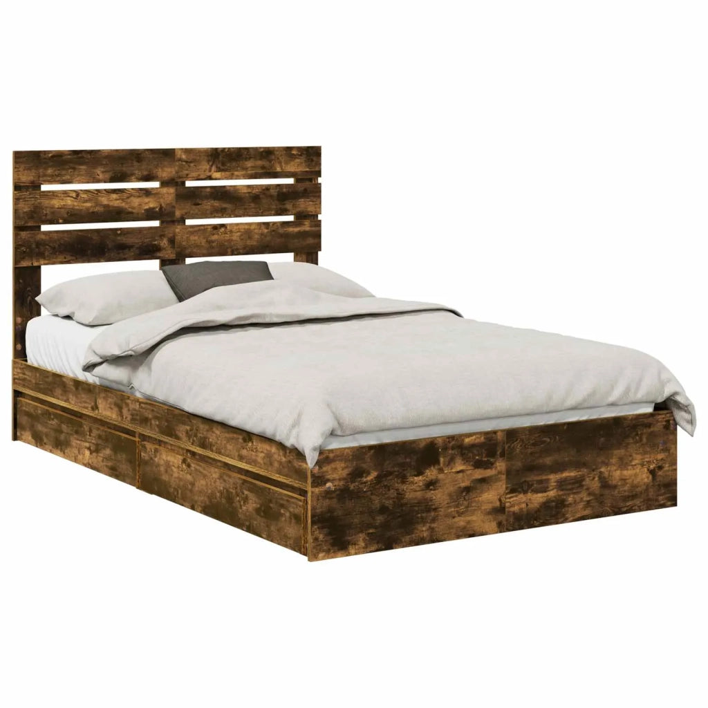 Letto con Contenitore con testiera Rovere fumé 135 x 190 cm 3411577