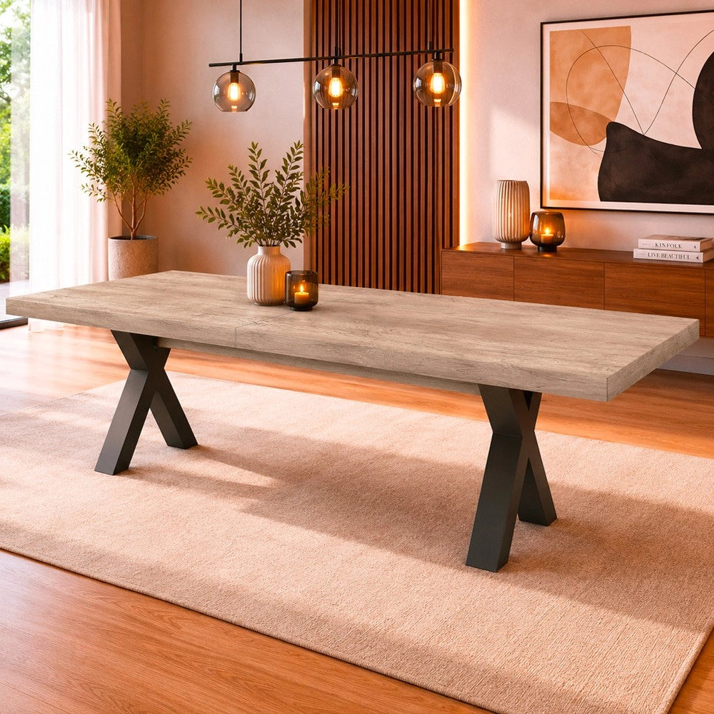 Tavolo Allungabile Milonga480 180 cm con Piano Gordon beige e Gambe Incrociate Antracite