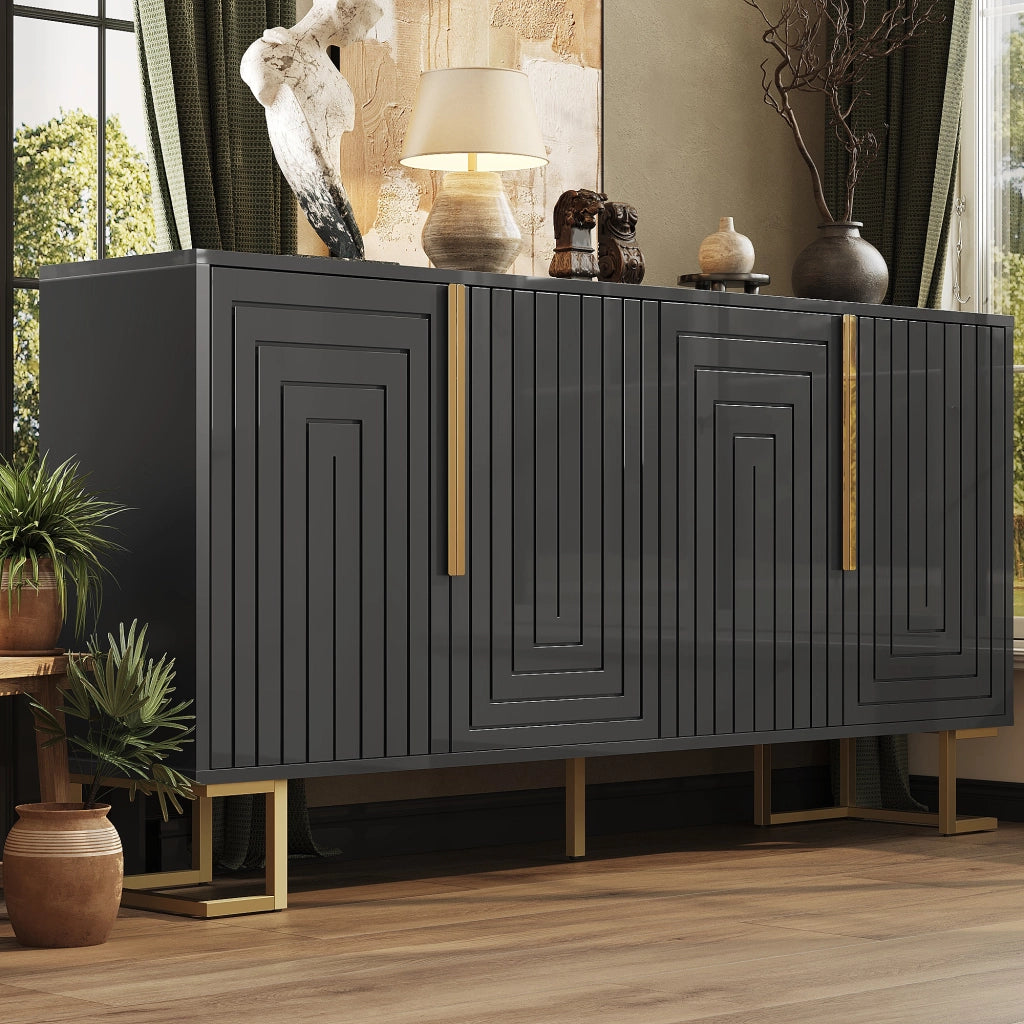 SIDEBOARD 152x40x75 cm Nero in MDF con 2 ante
