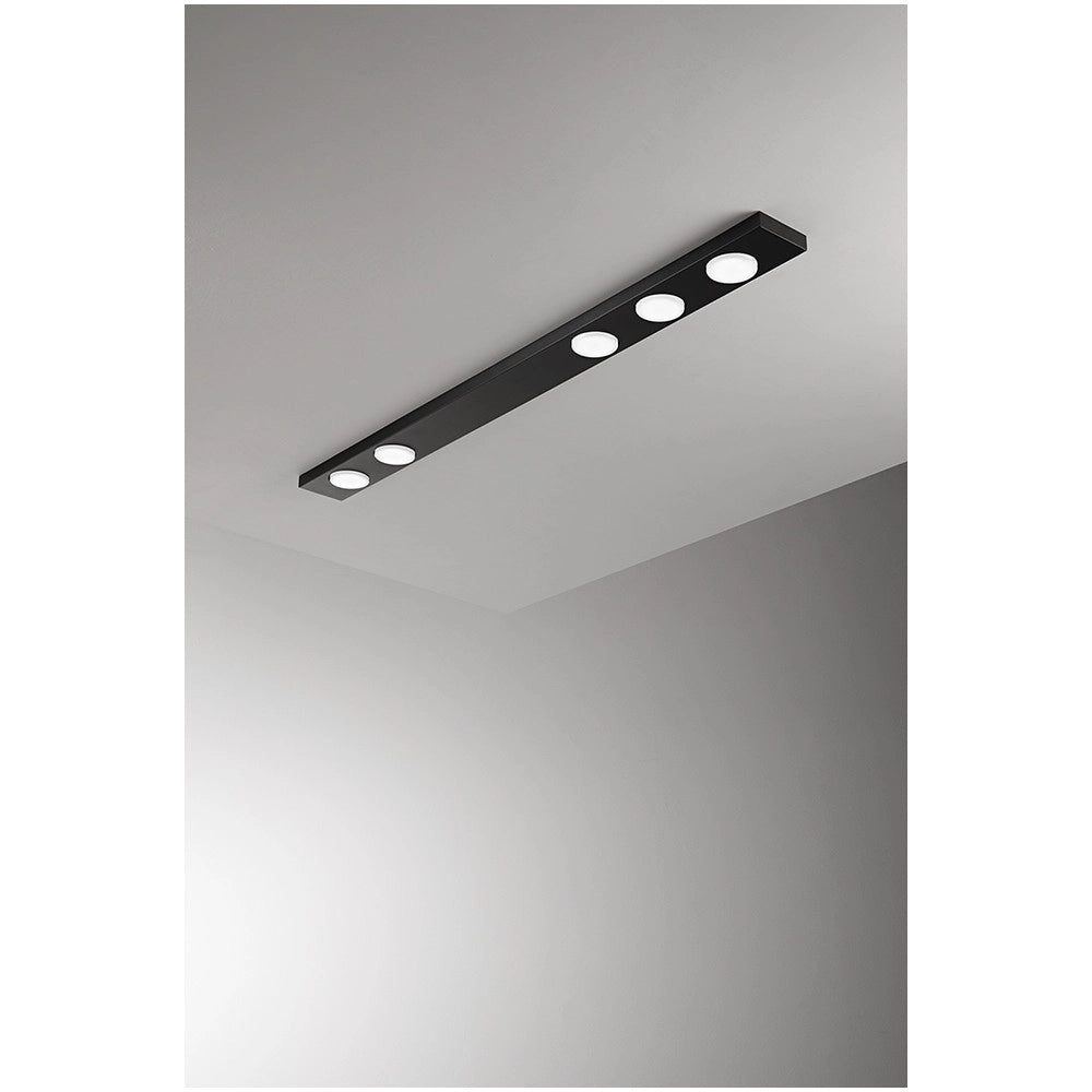 Bottone - Plafoniera Led da soffitto 5xGX53 max 15W, Rettangolare 120x10 cm, Metallo Verniciato, IP20 - Perenz - Nera