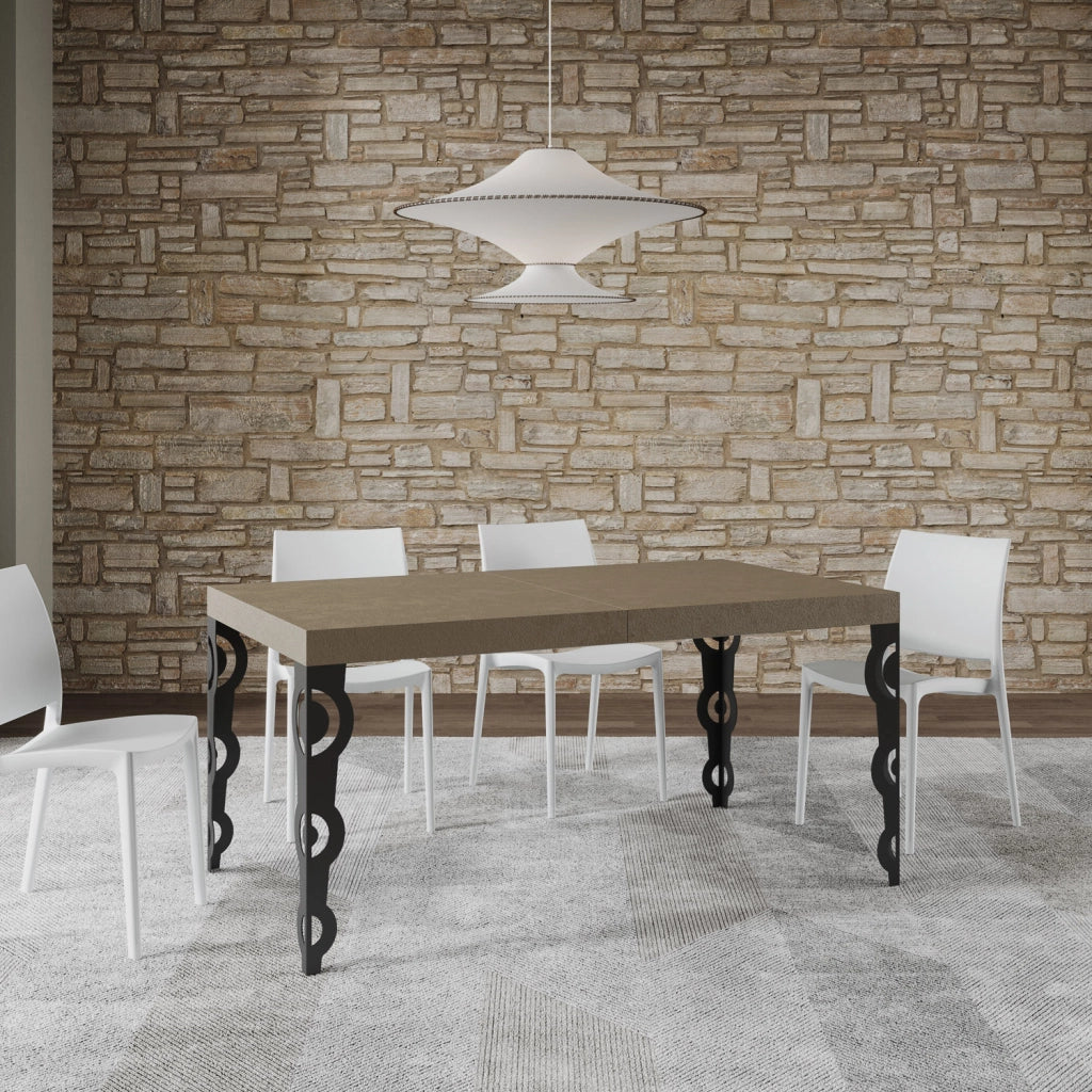 Tavolo allungabile 160/420x90 cm Karamay Premium tortora gambe antracite