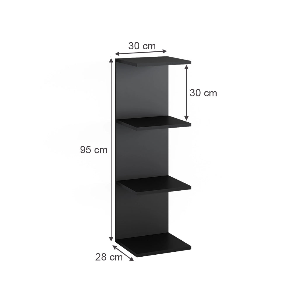 Vicco Scaffale a muro Nero 30 x 95 cm