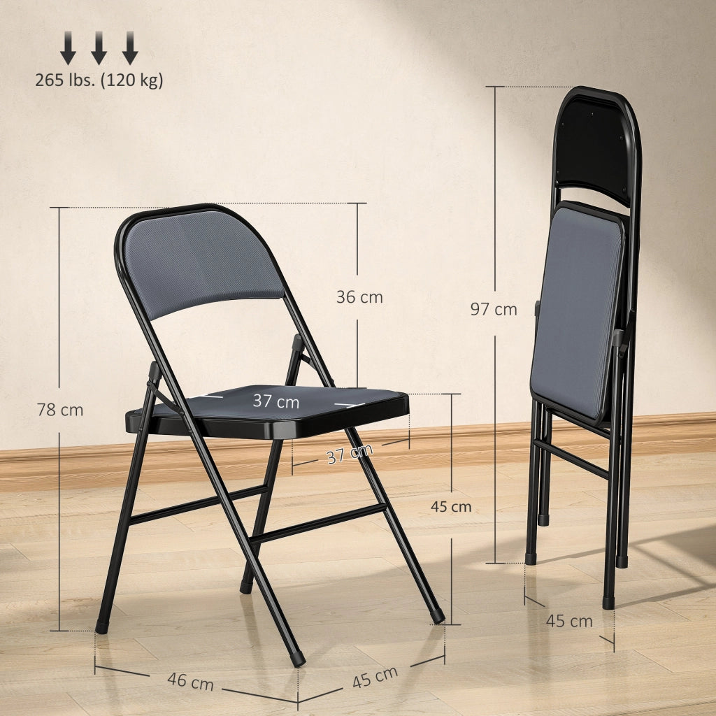 Set 4 Sedie Pieghevoli da Pranzo ¨C Xylo ¨C Struttura Metallo Grigio 45x46x78cm