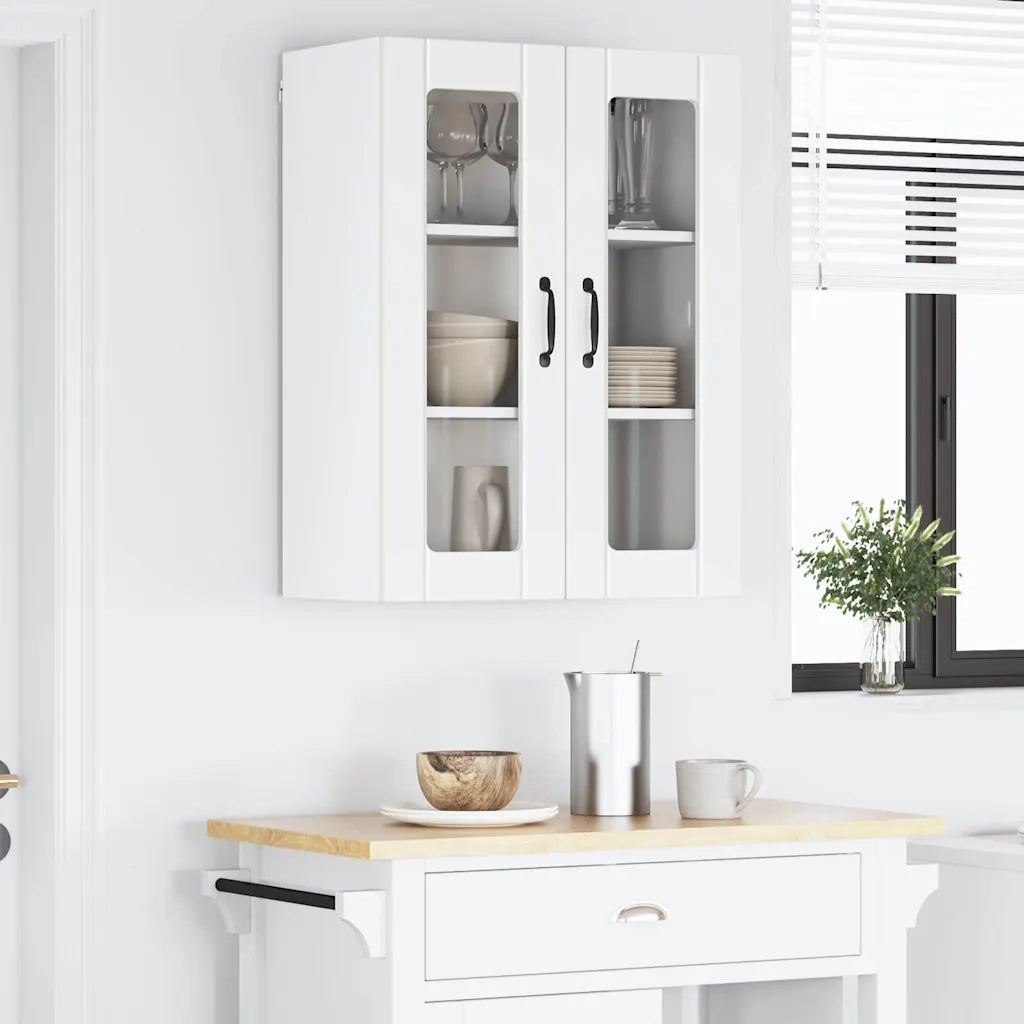 Pensile da cucina | Mobile in vetro da parete LUCCA Bianco 60 x 31 x 80 cm