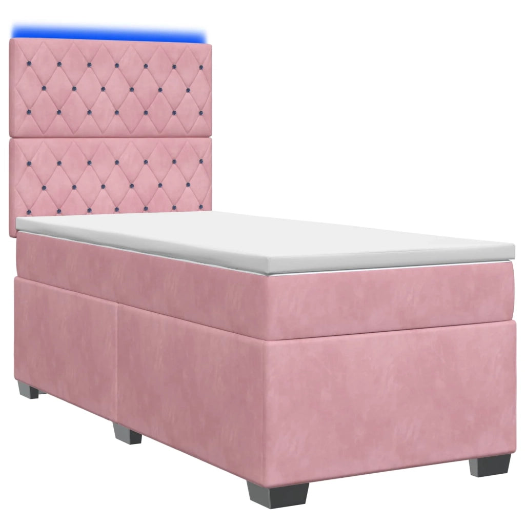 Letto box spring con materasso Rosa 100 x 200 cm Velluto 3455047