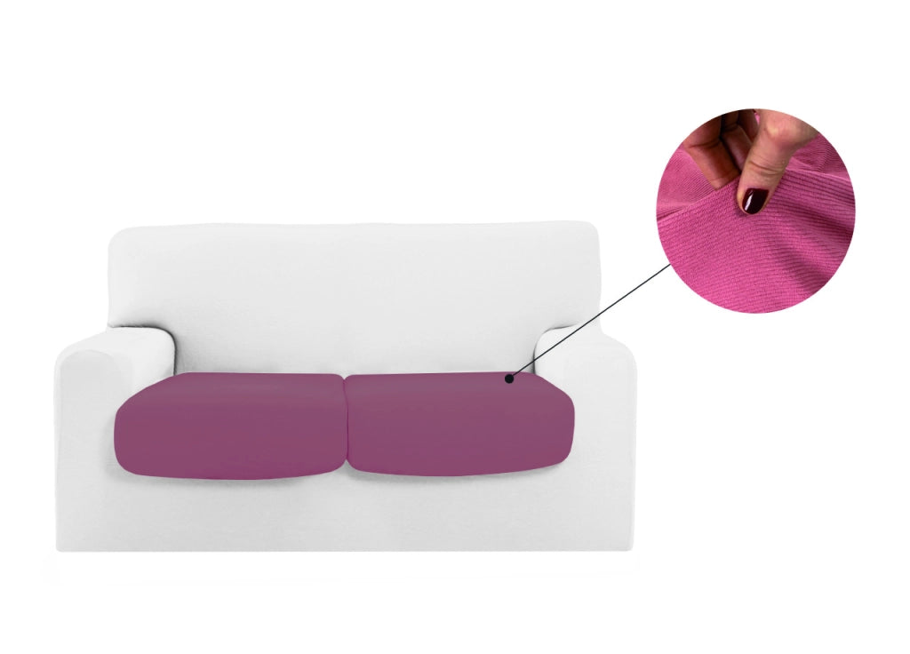 Copriseduta Sofà Elasticizzato Tinta Unita Smile Tessuto Millerighe - Seduta 3 Posti - Rosa Antico