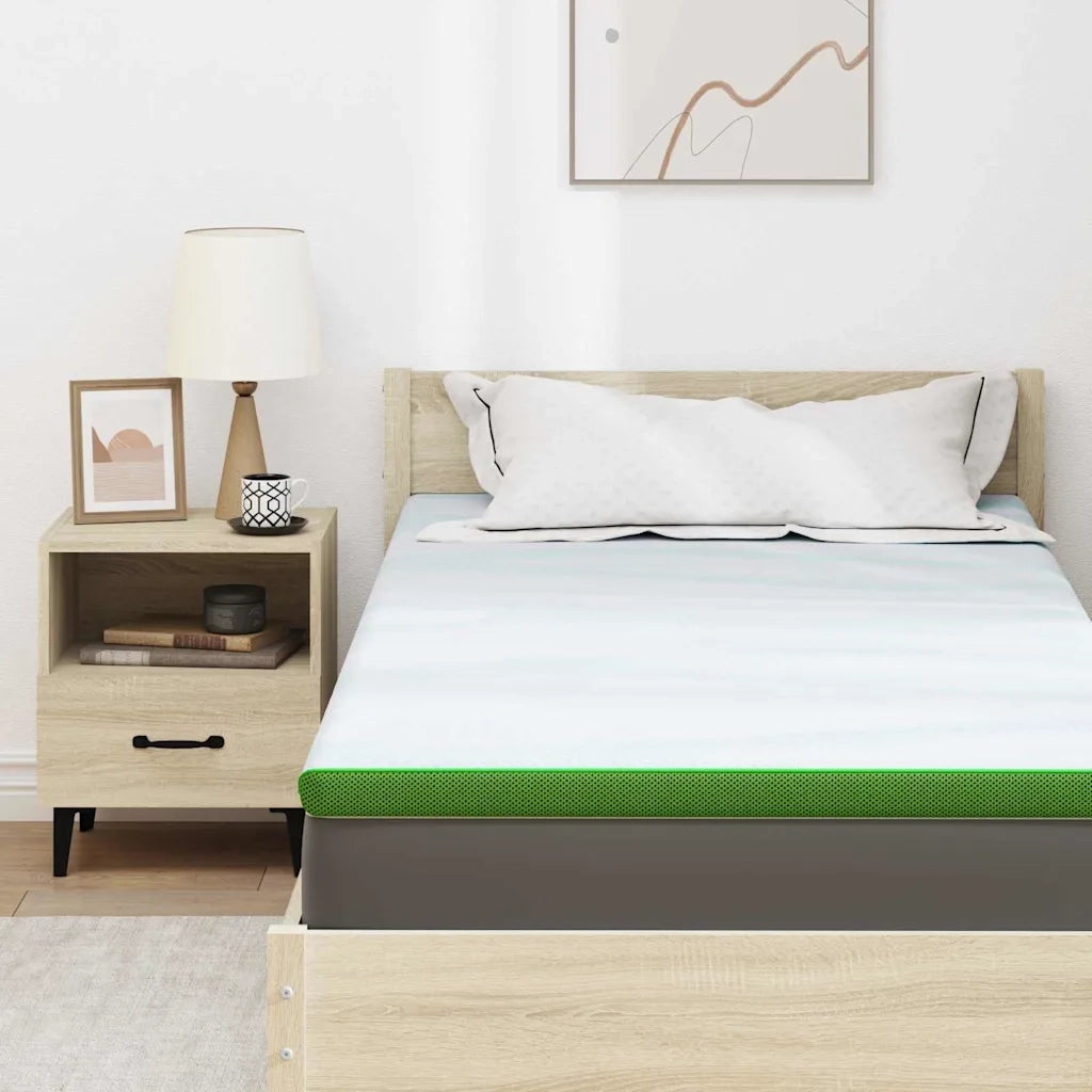 Topper per materasso Bianco e Verde 90 x 190 cm CFW3482188