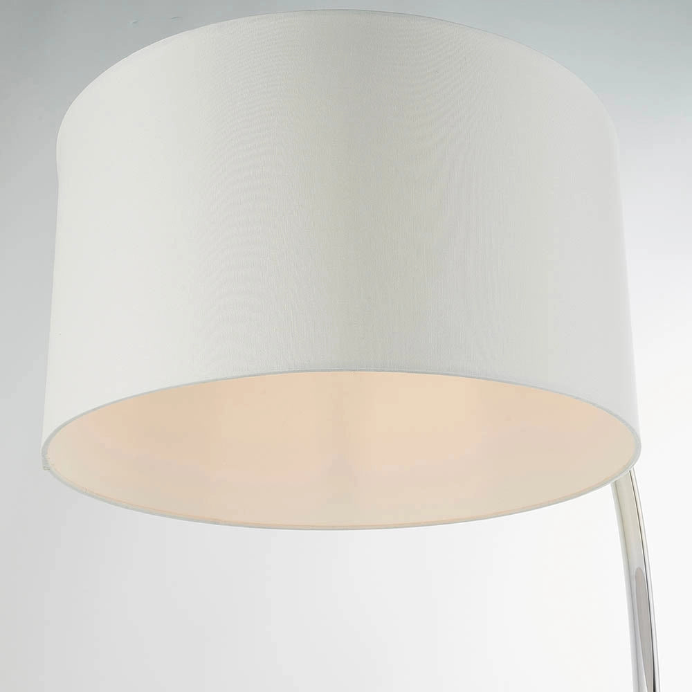 Lampada da terra arco moderna nichel, paralume bianco E27 Endon