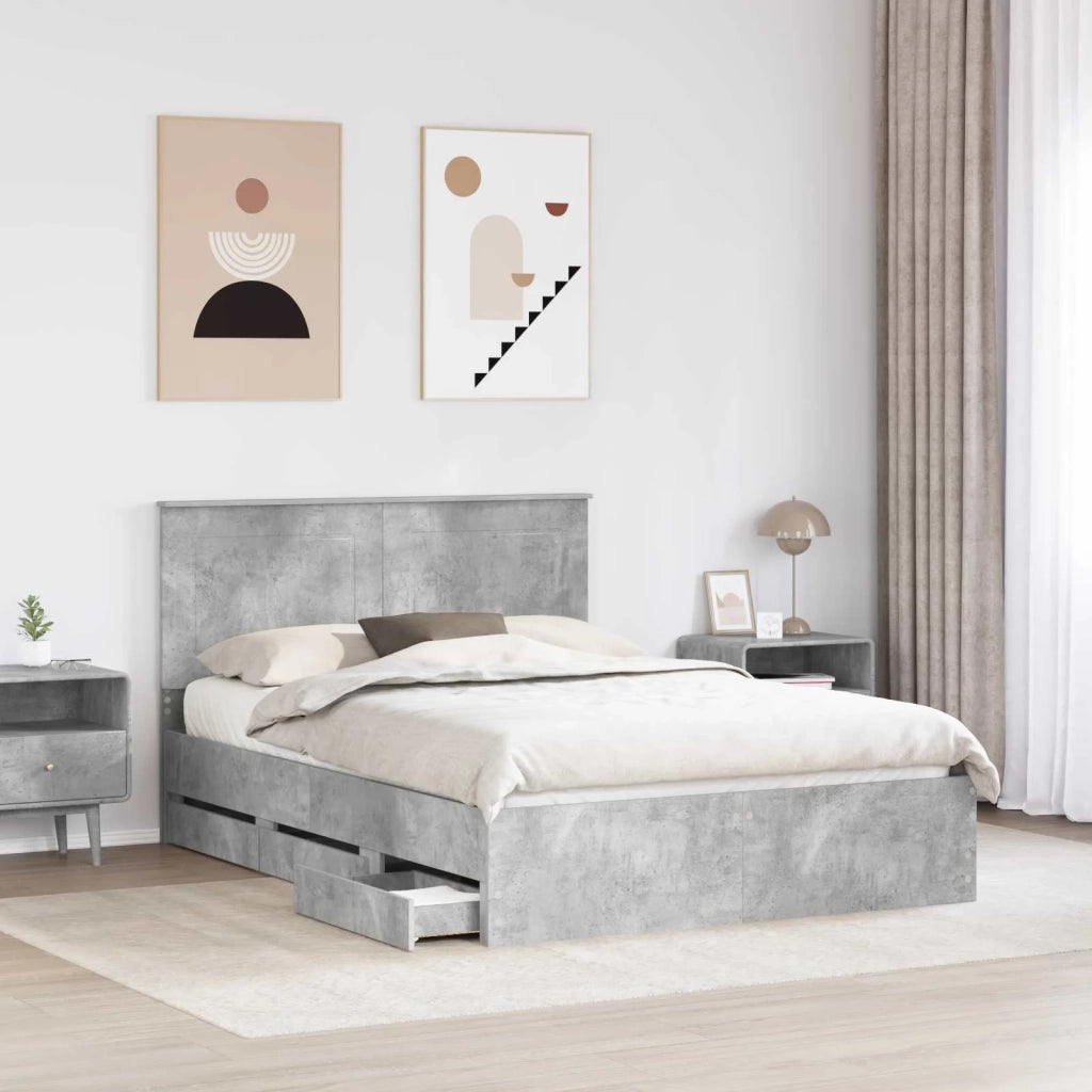 Struttura del letto con cassetto Grigio cemento 140 x 190 cm 3409457