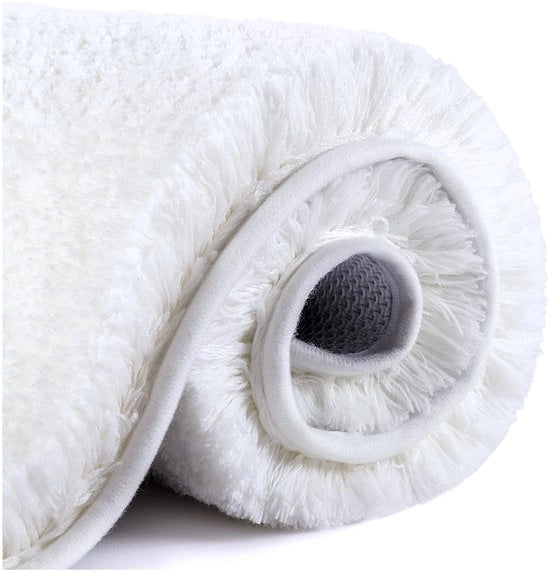 Badmat Antislip con Microvezel Pluizig, Superassorbente, Lavabile in Macchina, Secchezza Rapida - 60 x 90 cm (Bianco)