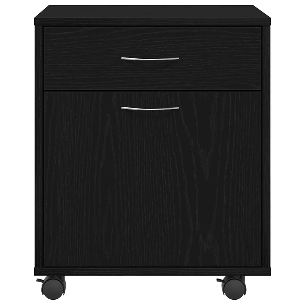 Mobile con Ruote Rovere Nero 45 x 38 x 54 cm Legno multistrato 862670