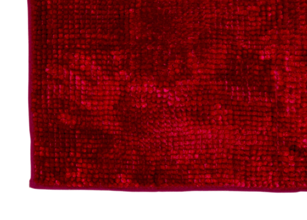 Tappeto Shaggy Bagno E Cucina Retro Antiscivolo In Microfibra Perla Bordeaux - 60x120 - Bordeaux