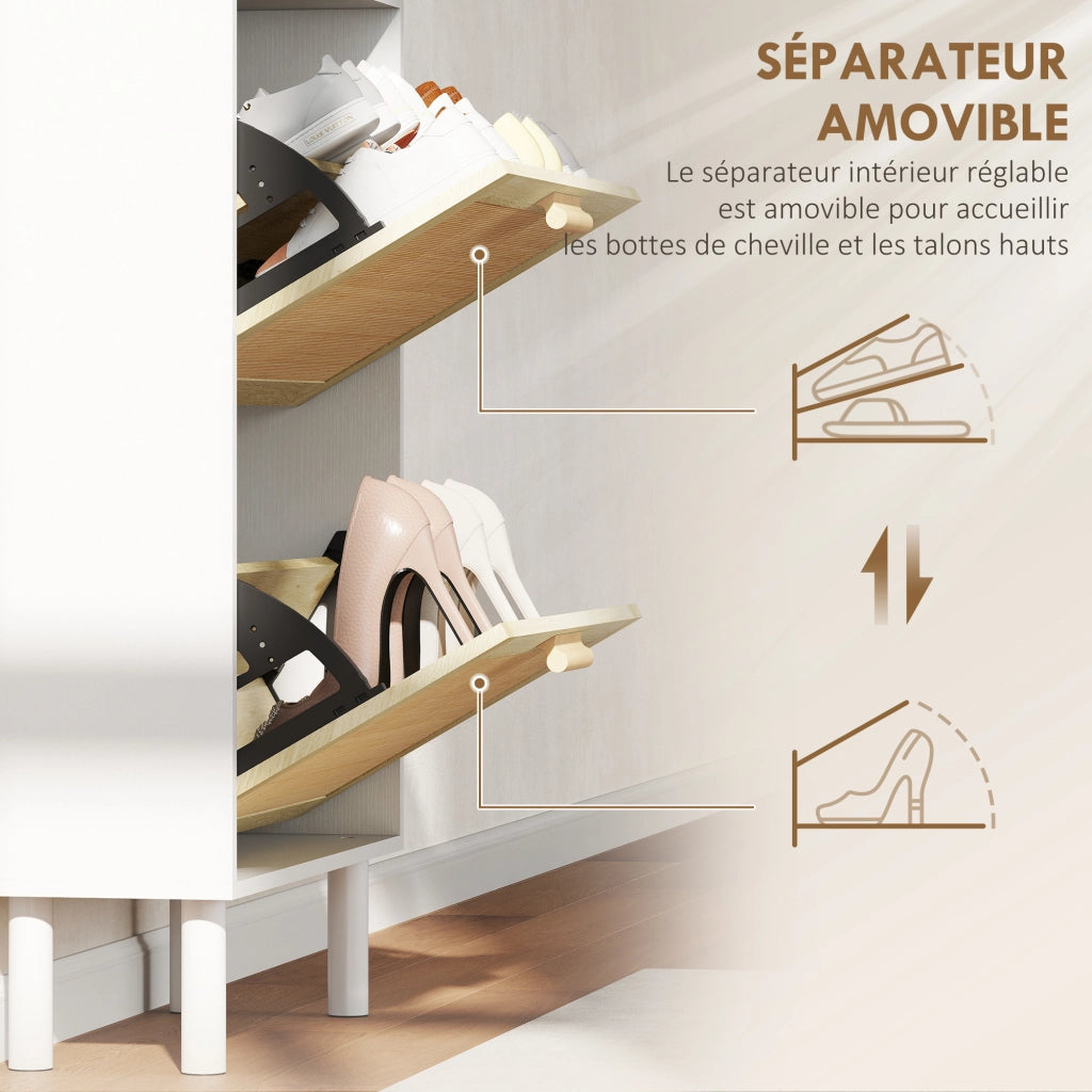 Scarpiera 3 Ante ¨C Xylo ¨C Bianco Effetto Resina Intrecciata 65x24,5x153 cm