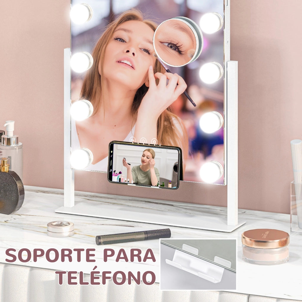 Specchio da Trucco con Luce ¨C zephmum ¨C Bianco 30x40 cm
