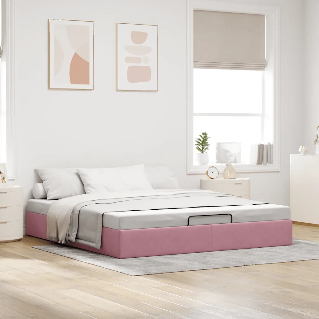 Struttura Letto Pouf senza Materasso Rosa 200x200 cm in Velluto 3310990