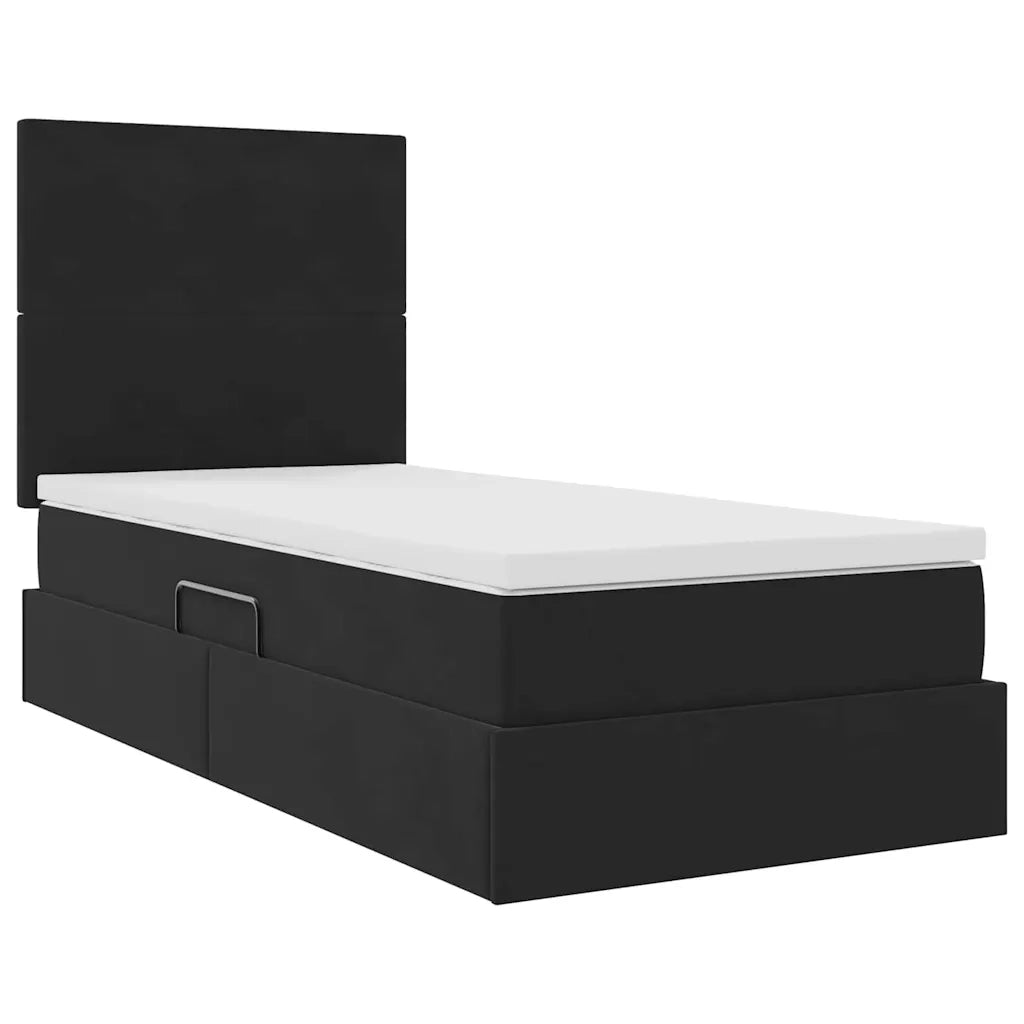 Letto con contenitore e LED con led Nero 90 x 190 cm Velluto 3372575