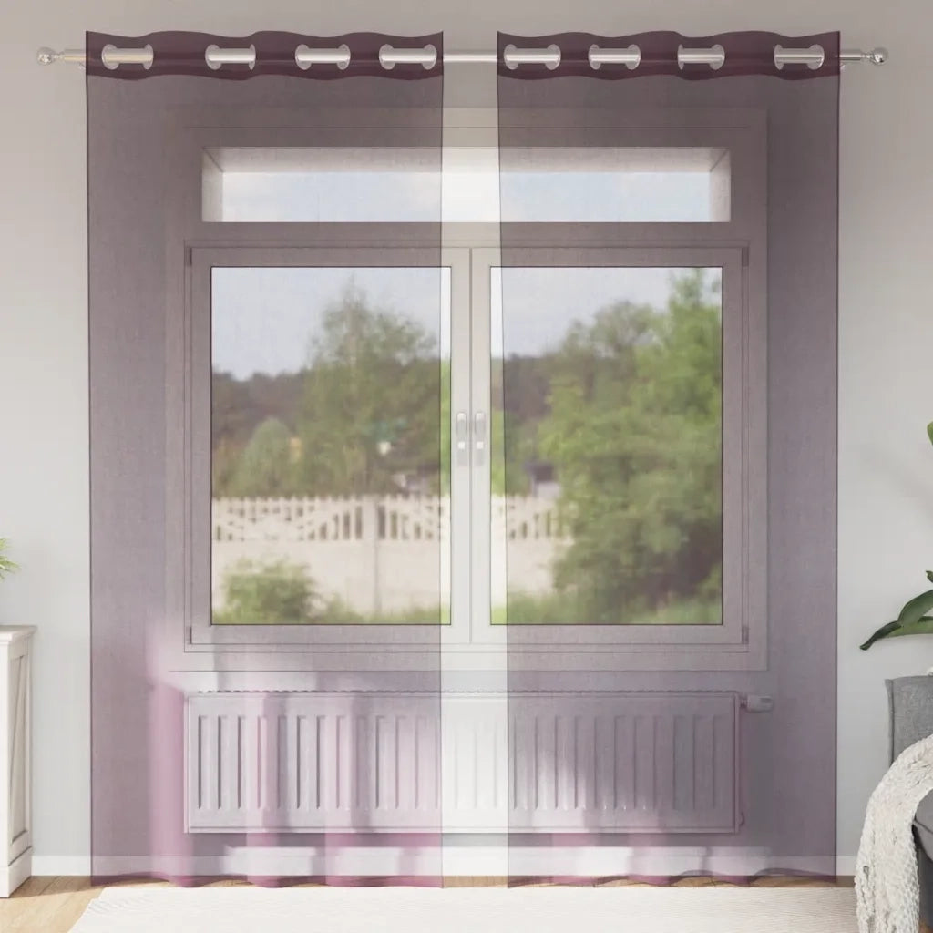 Tende in Voile con Occhielli 2 pz Viola 140x225 cm 4102103