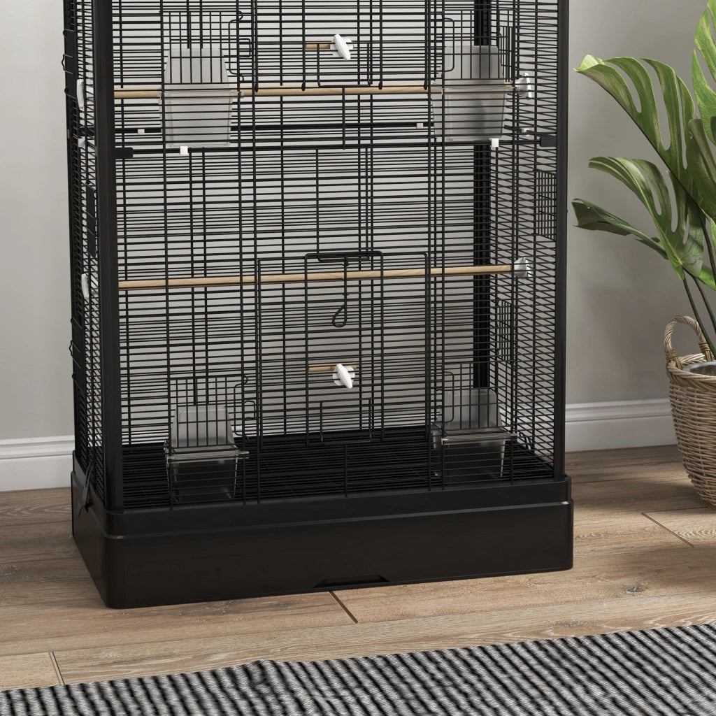 Gabbia per Uccelli con Vassoio Estraibile ¨C Xylo ¨C 61x36.5x98cm Nero