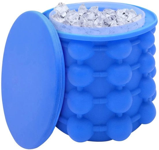 Semifreddo a doppia parete con coperchio - Silicone - Congelatore portatile - Congelatore per blocchi di ghiaccio - Ideale per camping/picnic - 14 x 12 cm - Blu