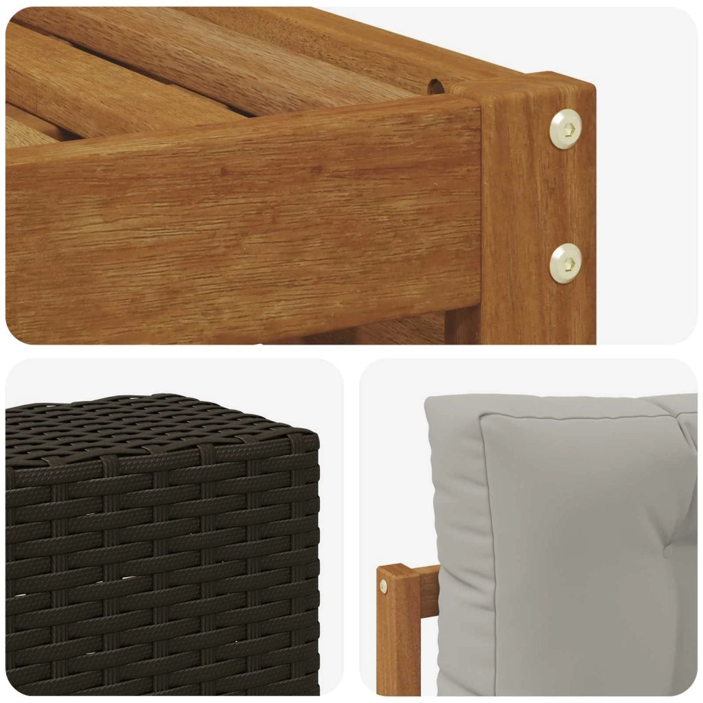 Set di divani da esterno 7 pz Naturale e Grigio Chiaro 3383064