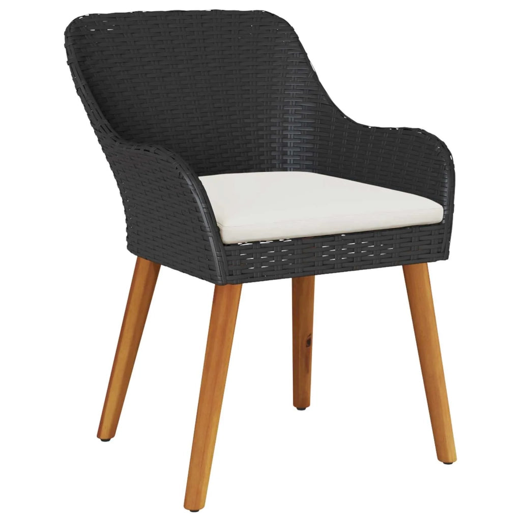 Set da Pranzo per Giardino con cuscino 7 pcs Nero polyrattan 3261621