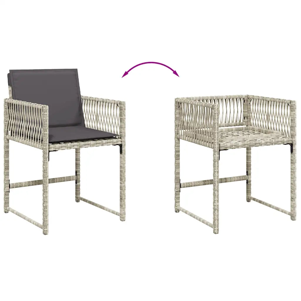 Set Pranzo da Giardino 5pz con Cuscini Grigio Chiaro Polyrattan