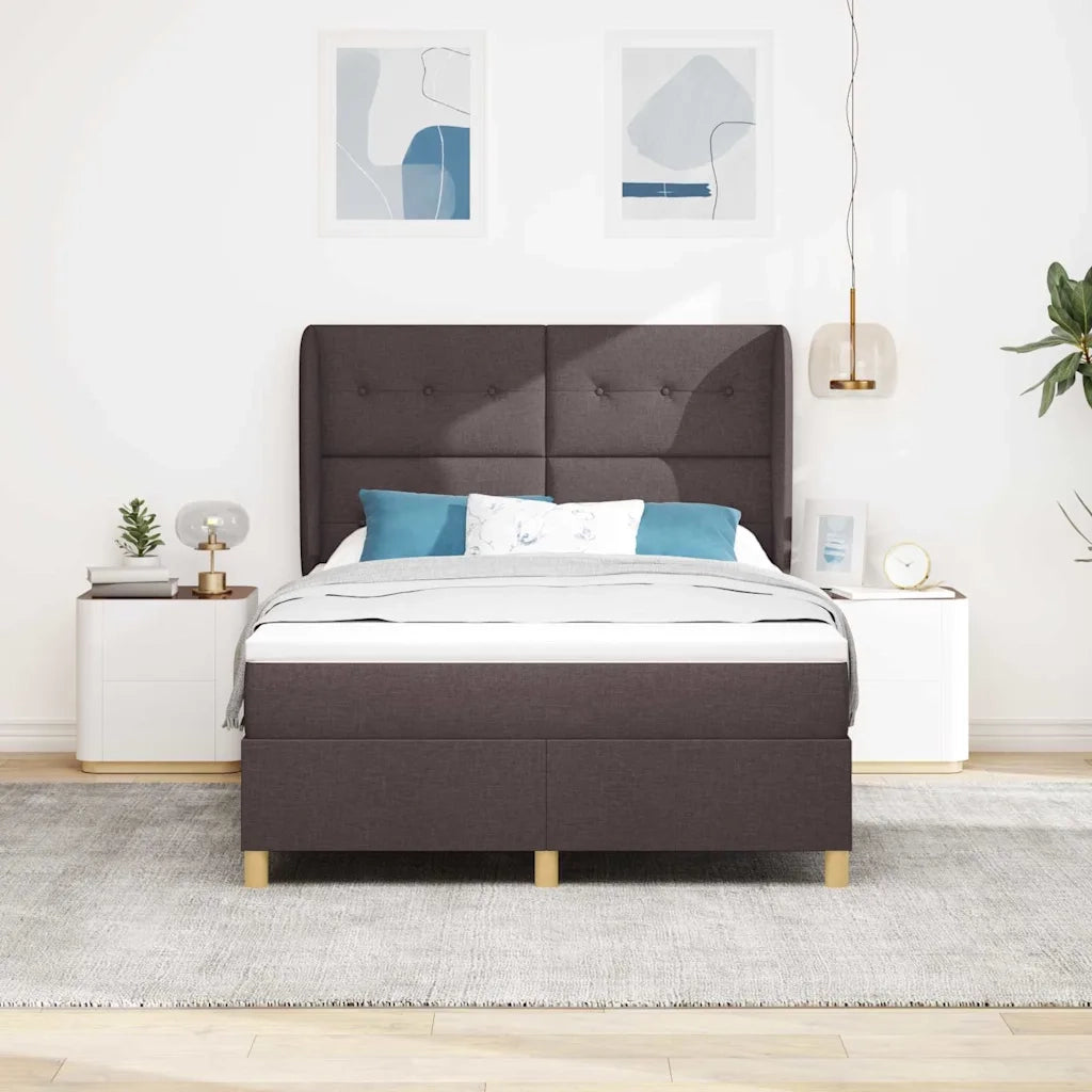 Letto a molle con materasso Marrone Scuro 190 x 140 cm Tessuto 3340749