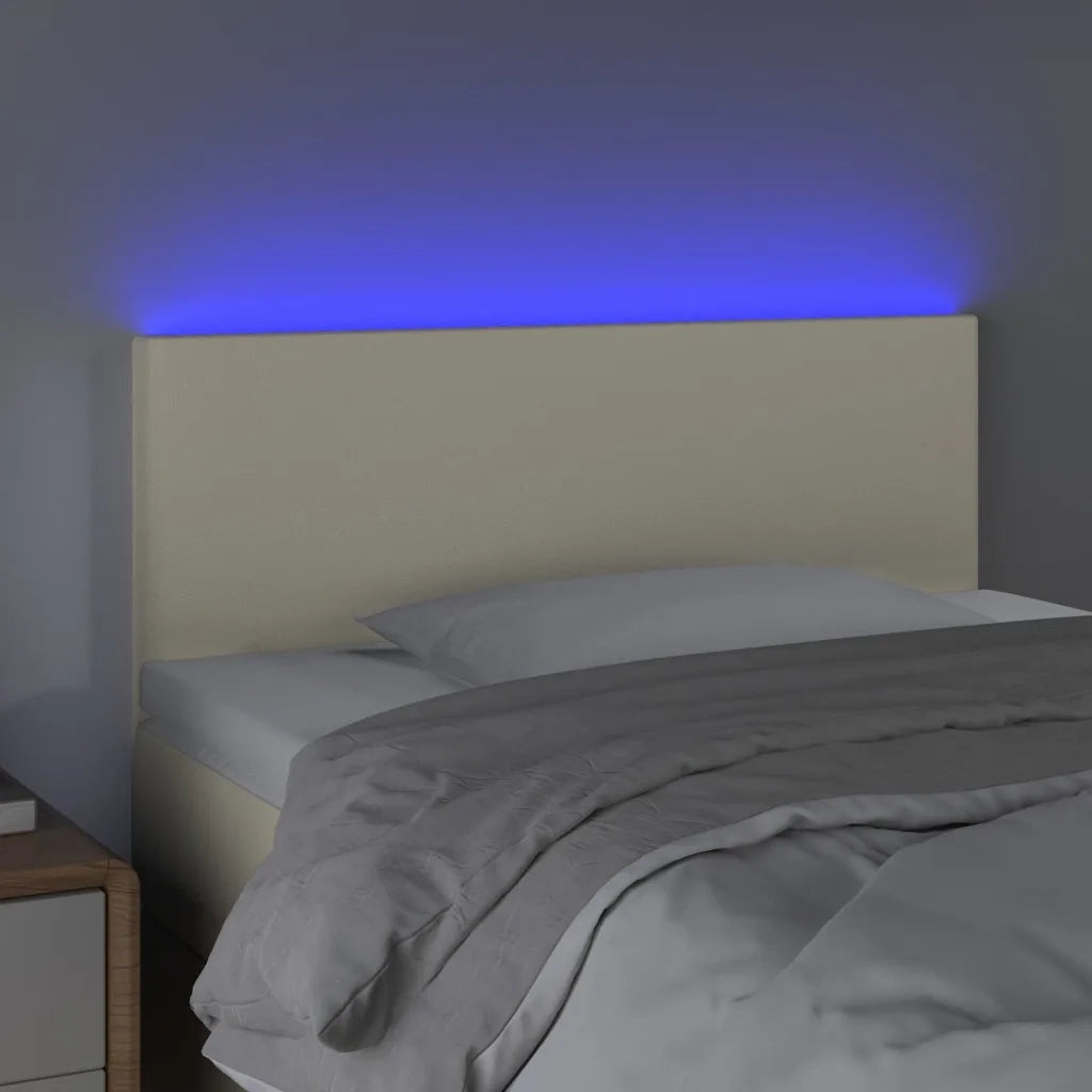 Testiera | Testata Crema a LED 100x5x78/88 cm in Similpelle
