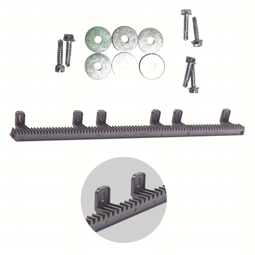 KIT CREMAGLIERA ANTIUSURA SILENZIOSA CANCELLO SCORREVOLE NYLON M4 1000X14X30 MM
