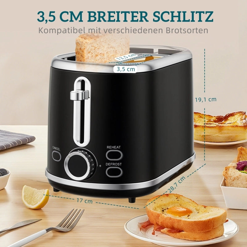Set bollitore e tostapane, display a LED, 1,7 litri, 2200 W, design retr¨°, funzione memoria, nero