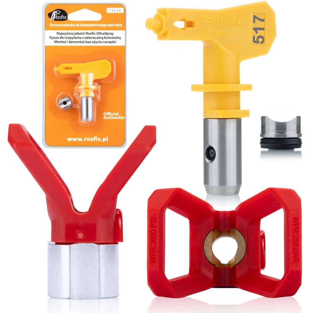 Set di Accessori per Verniciatura Rosfix – Ugello Ultra Spray Modello 517 e Protezione | Compatibile con Pistole