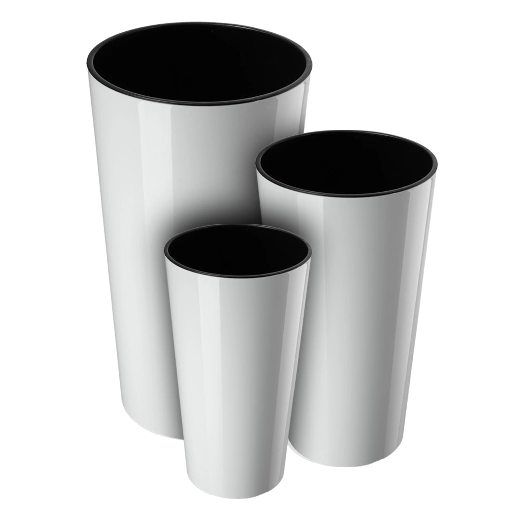 Vaso da fiori KADAX 36 cm con coperchio e inserto, in plastica bianca.