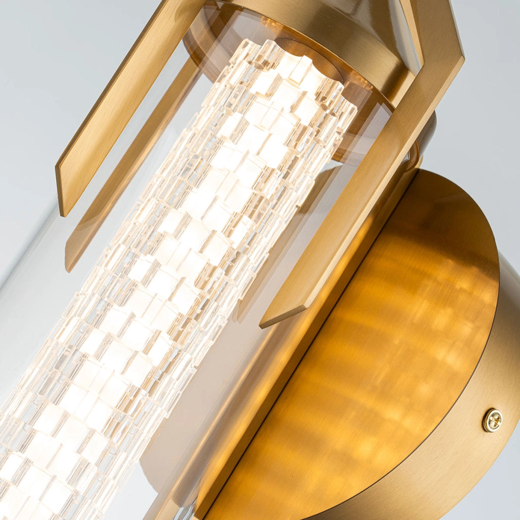 Applique bagno retro oro tubo vetro 50cm LED 18W Quintiesse