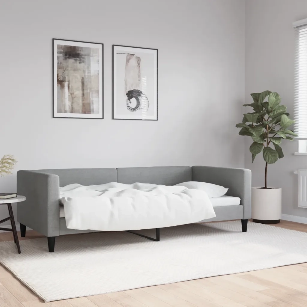 Letto singolo | Letto per adulti | Letto da Giorno Grigio Chiaro 90x190 cm in Tessuto