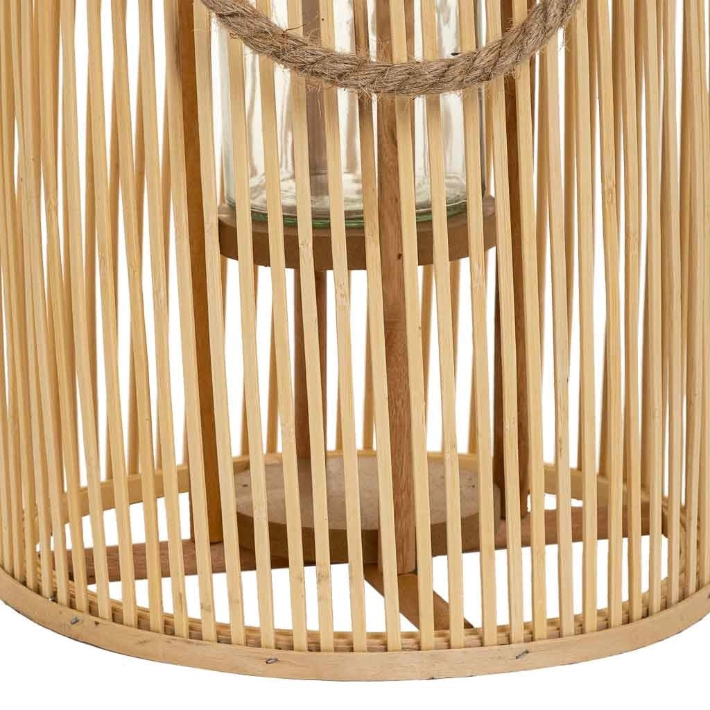 Lanterna portacandele in bambù marrone d27x37h