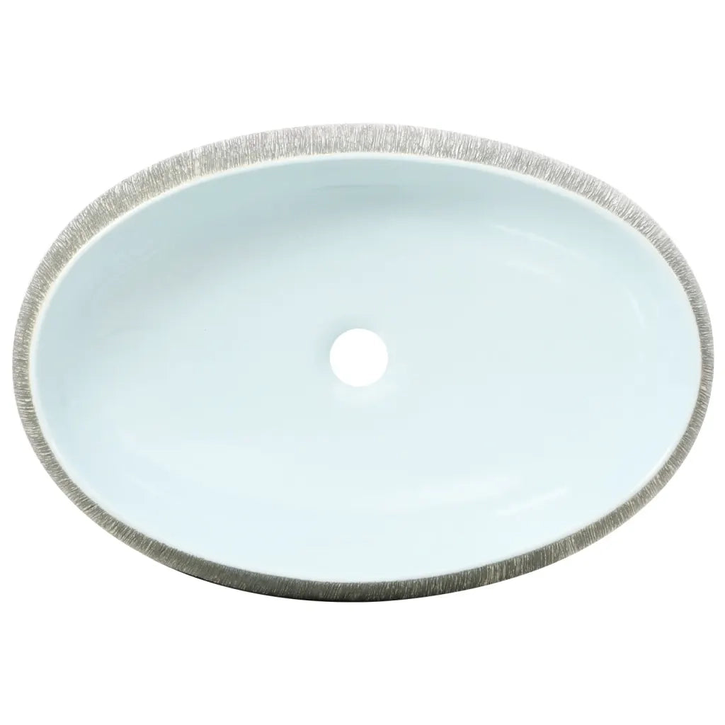 Lavabo da Appoggio Grigio e Blu Ovale 59x40x15 cm Ceramica CFW5651285