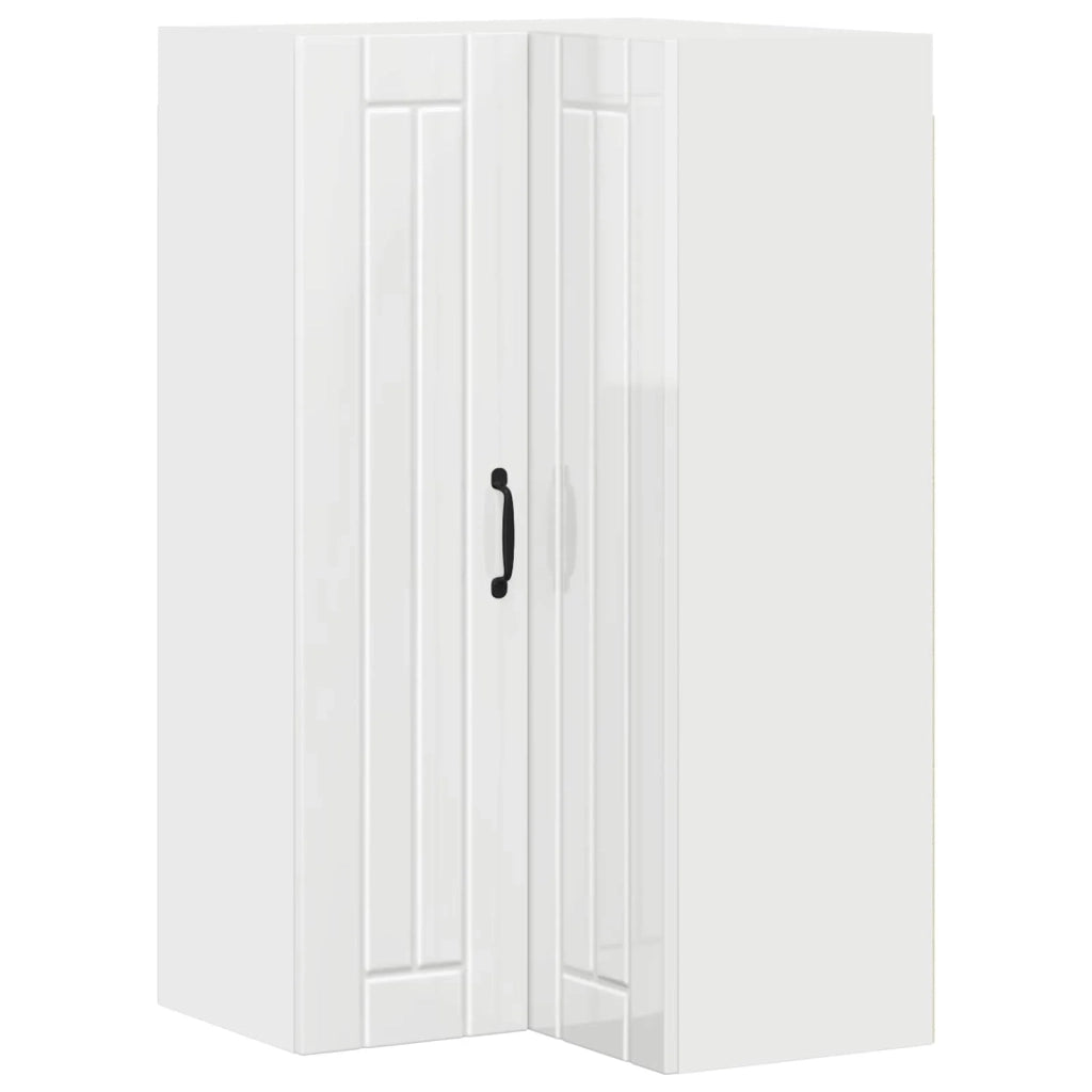 Pensile da cucina | Mobile angolare per parete LUCCA Bianco Lucido 57 x 57 x 100 cm