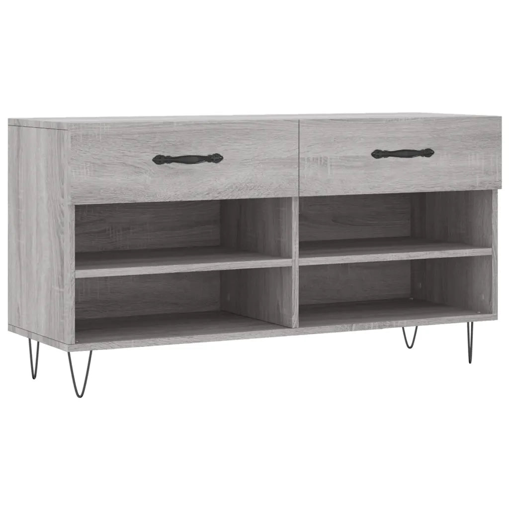 Panca Porta Scarpe | Scarpiera | Mobile per scarpe Grigio Sonoma 102x35x55 cm Legno Multistrato