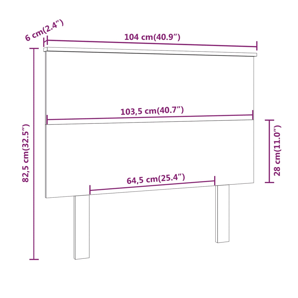Testiera per Letto Bianca 104x6x82,5 cm Legno Massello di Pino 819156