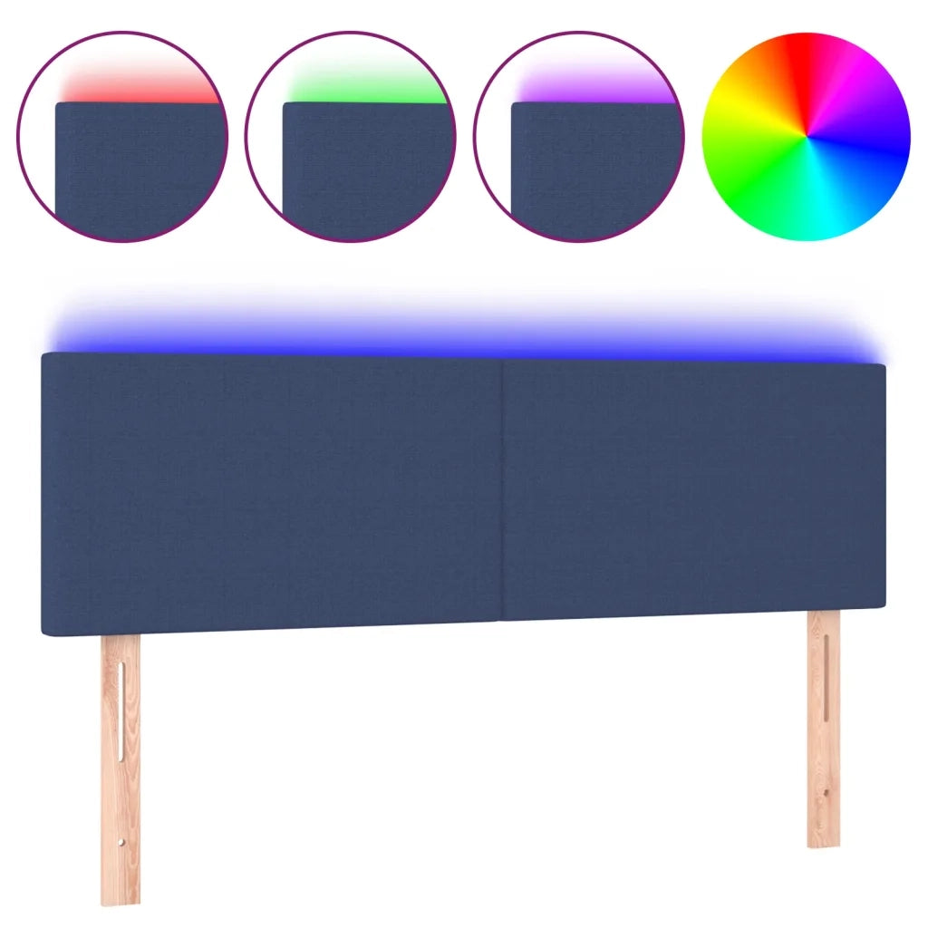Testiera a LED Blu 144x5x78/88 cm in Tessuto 3121336