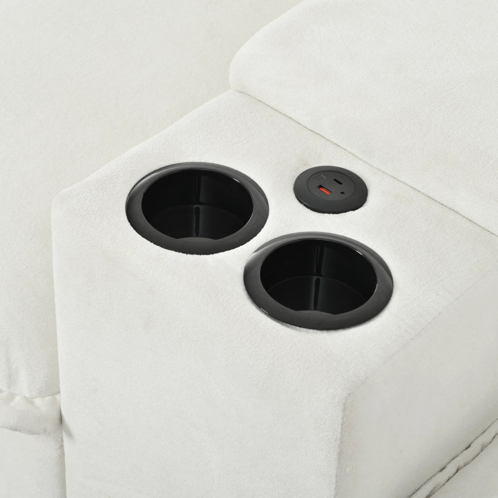 Divano Modulare a U con Ottomane, Contenitore e Portabicchieri ¨C Xylo ¨C Chenille Beige