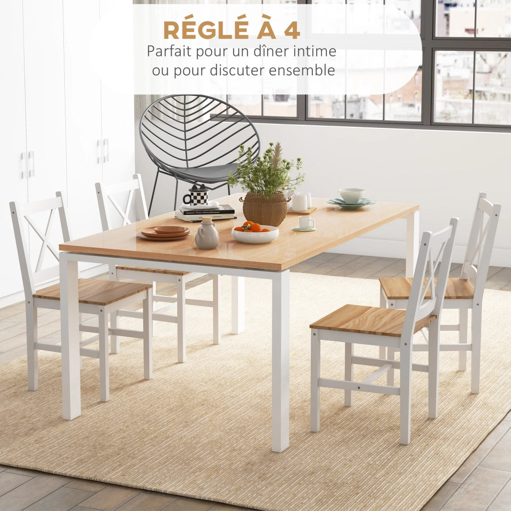 Set di 4 sedie da pranzo design ¨C Minimal ¨C Legno e tessuto beige